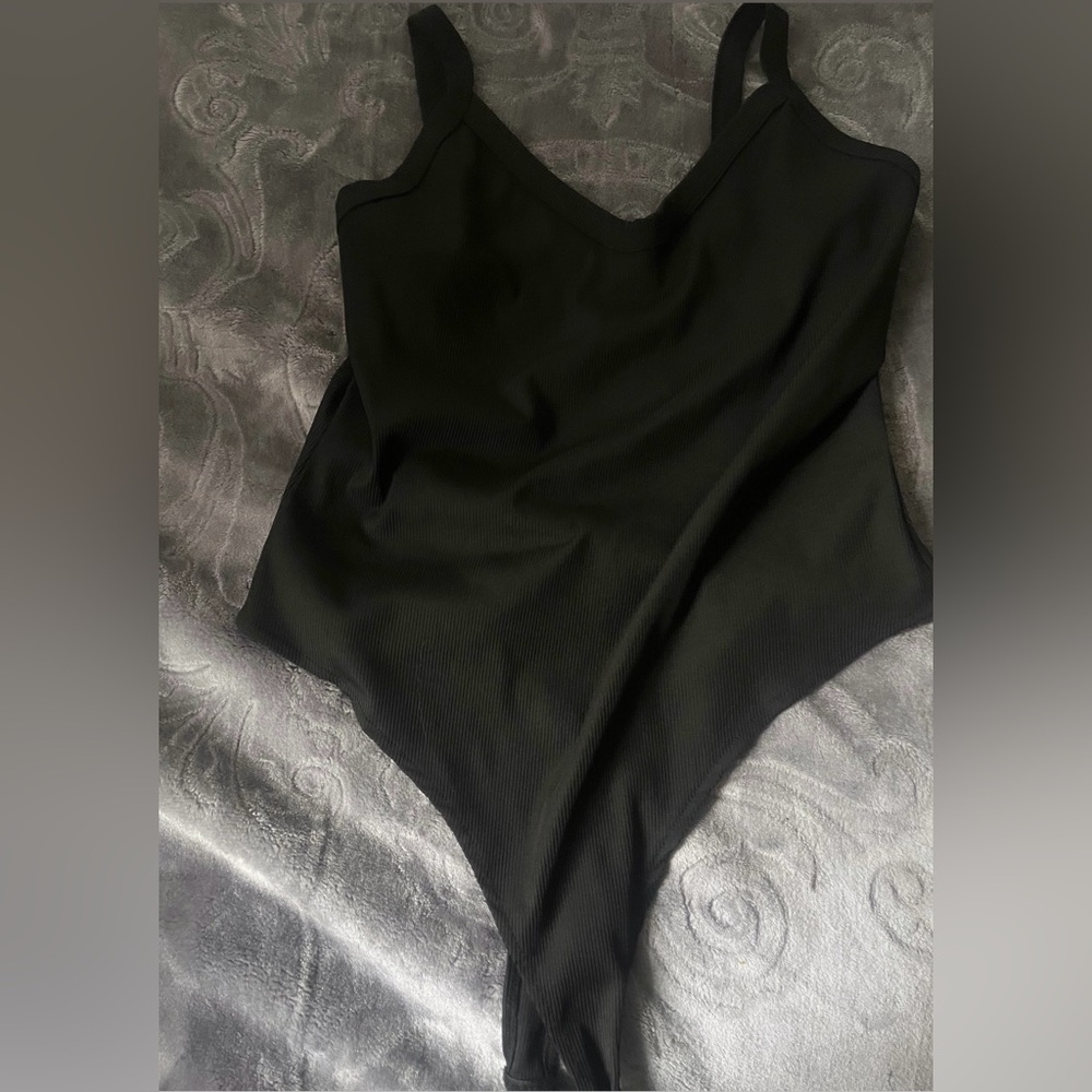 Black Ribbed Bodysuit